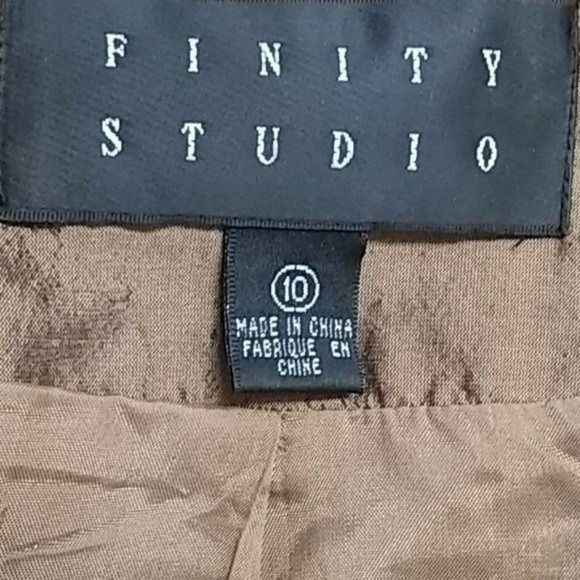 Finity Studio Brown Zippered Dress business office size 10 Silk Jacket Coat - Picture 7 of 8